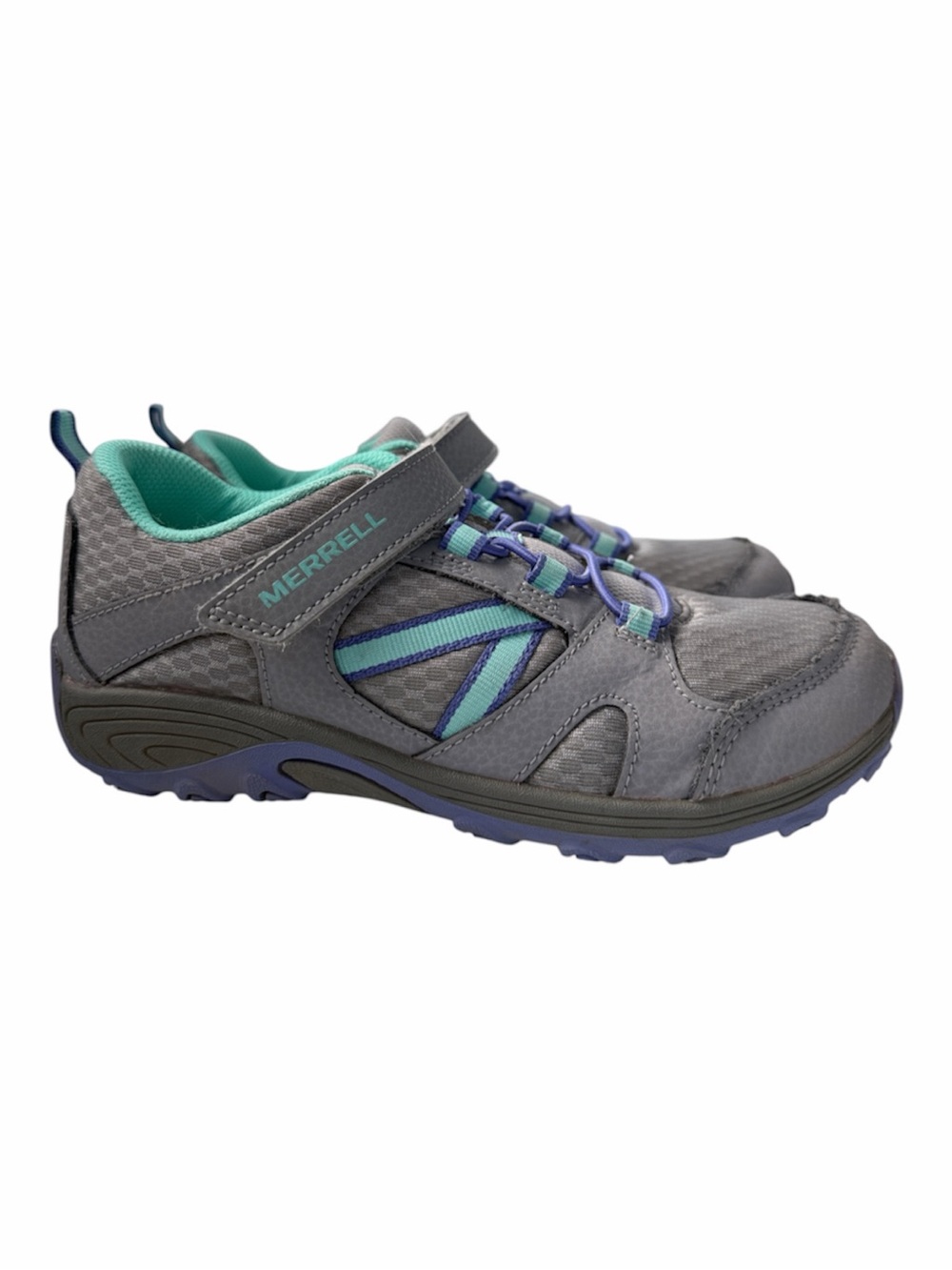 Merrell Kids Gray and Teal Hook-and-Loop Athletic Sneakers